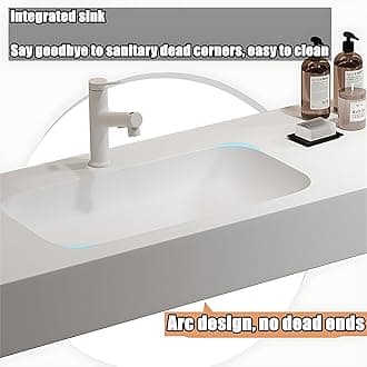 ZGNBSD Double Sink Bathroom Vanity - Solid Wood Bathroom Vanity with Smart Defog Mirror ＆ Light, Floating Double Sink Cabinet with Abundant Storage Space (80IN)