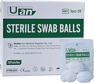 Medical Cotton Balls - Sterile Cotton Ball for Medical Use, 100% Cotton Sterile (3balls/Pack; 20pack/Box)