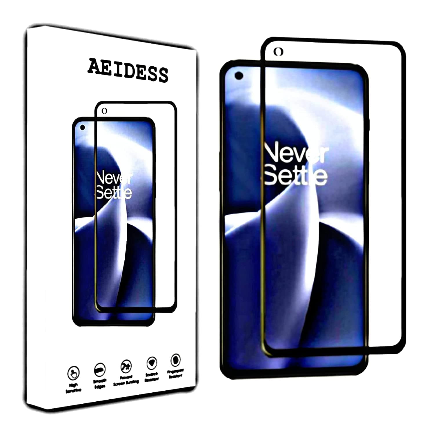 AEIDESS Tempered Glass Screen Protector Compatible For Oneplus Nord 2T 5G With Edge To Edge Coverage And Easy Installation For Cellphone