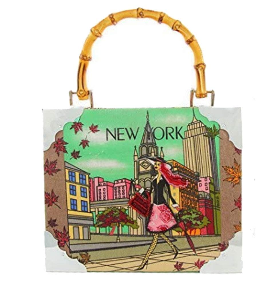 New York Box Style Handbag - Bamboo Handle