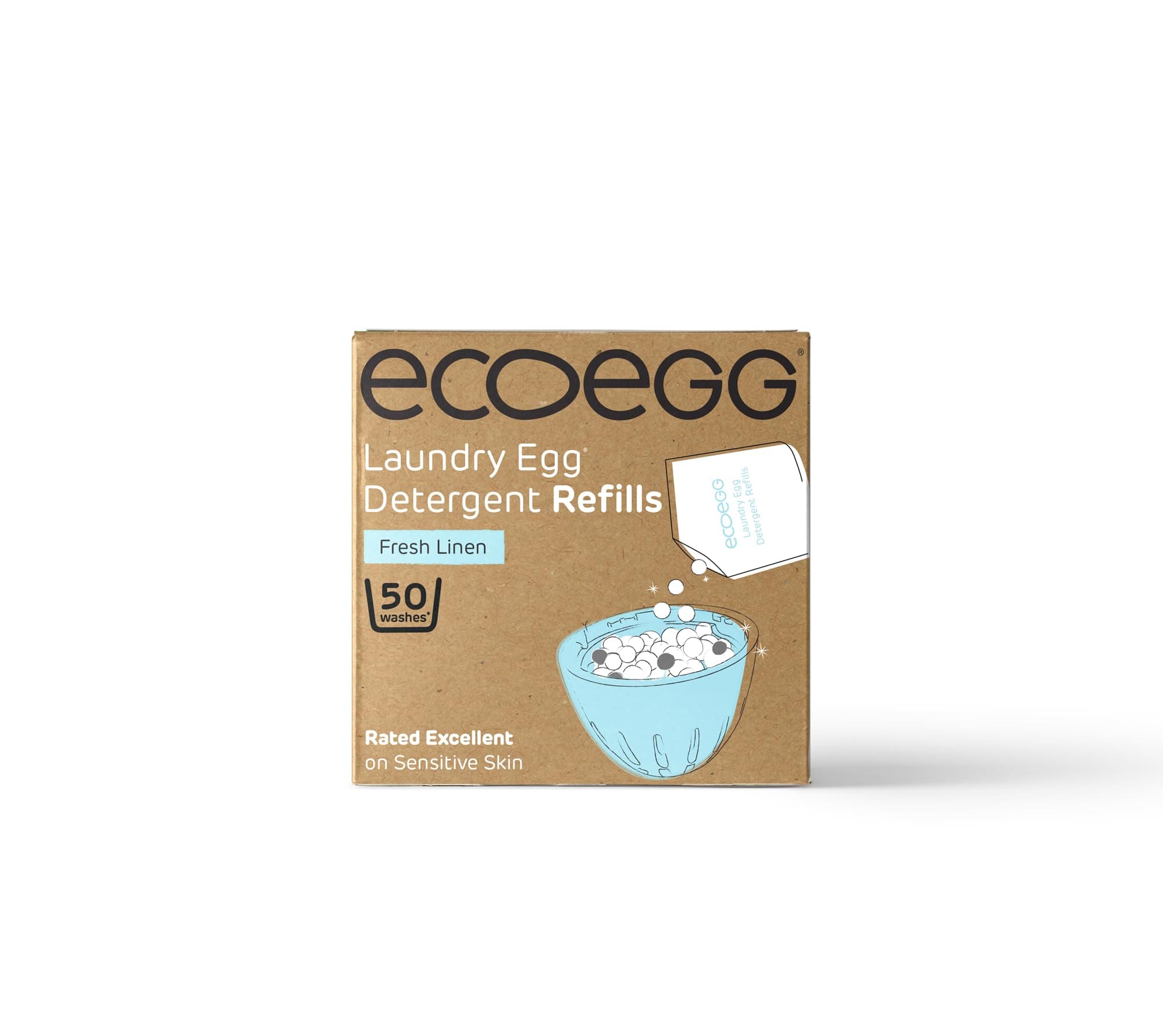Ecoegg Laundry Egg Refill Pellets | Refillable Laundry Detergent | Fresh Linen | 50 Servings | Gentle Formula Free of Enzymes, Bleach and Phosphates