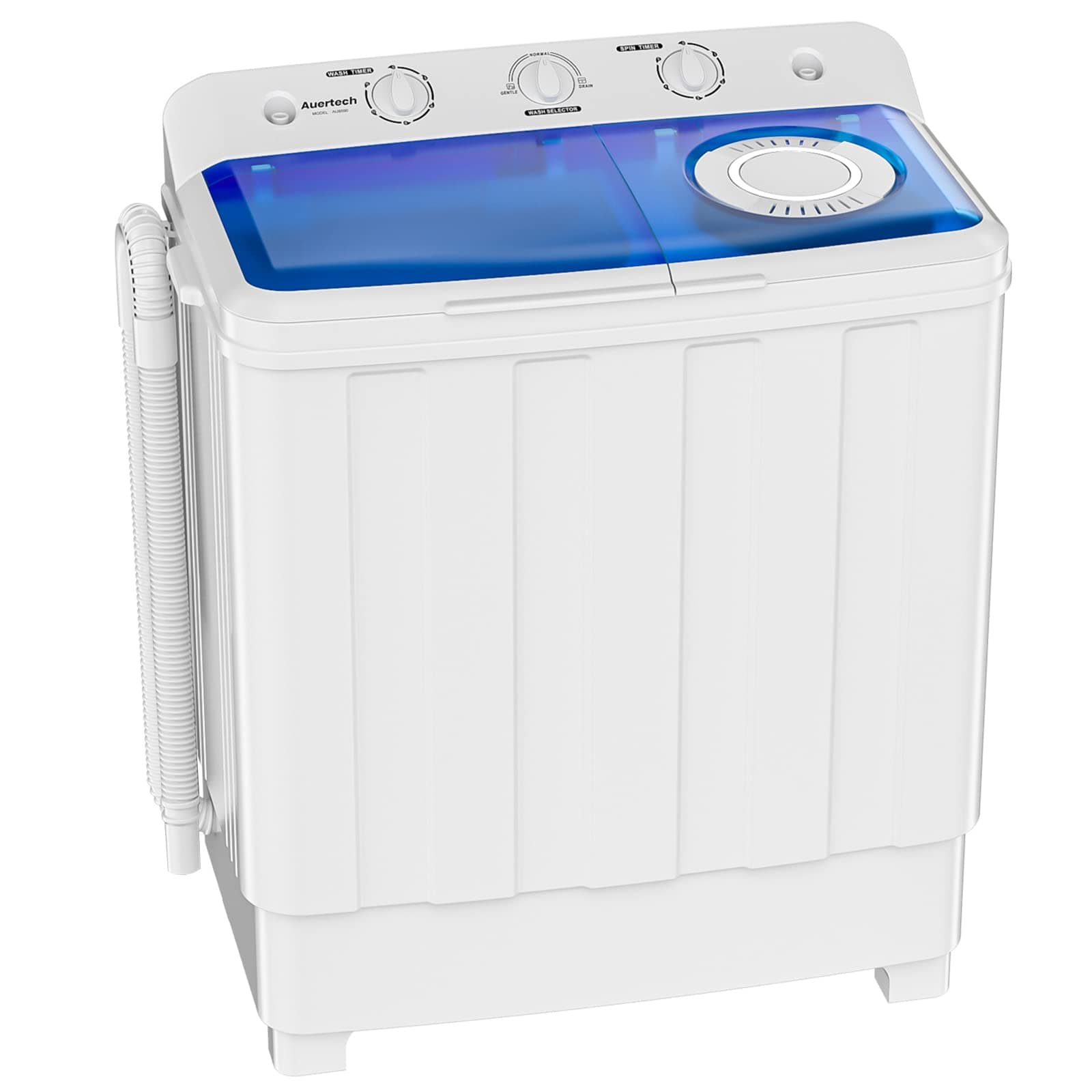 Auertech Portable Washing Machine, 28 Pound Washing Machine, Compact Mini Washing Machine with Drain Pump, Semi-Automatic Washing Machine, 4.3kg, Swivel Combi, for Bedroom, Homes