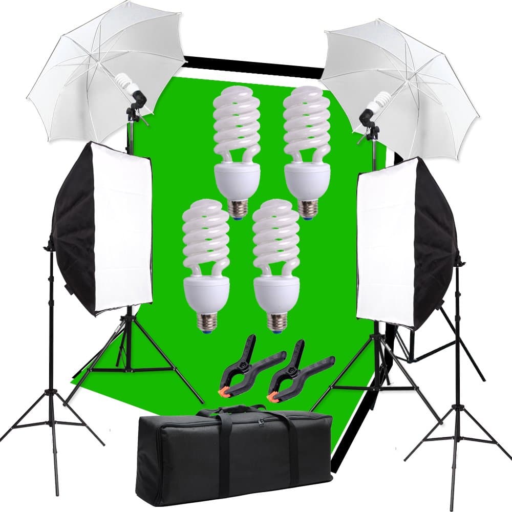 Pro Background Support System and 800W 6500K Umbrellas Softbox Continuous Lighting Kit for Photo Studio Portrait and Video Shooting Photography Kit