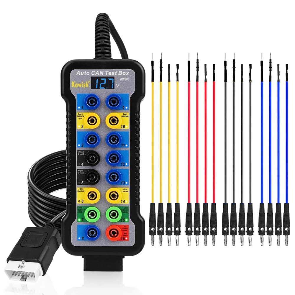OBD2 Breakout Box Powerful OBDII Protocol Detector, 16 Pin Automotive CAN Breakout Box with 4mm Banana Jump Wire OBD2 Test Tool for Communication/Power/Ground Detector