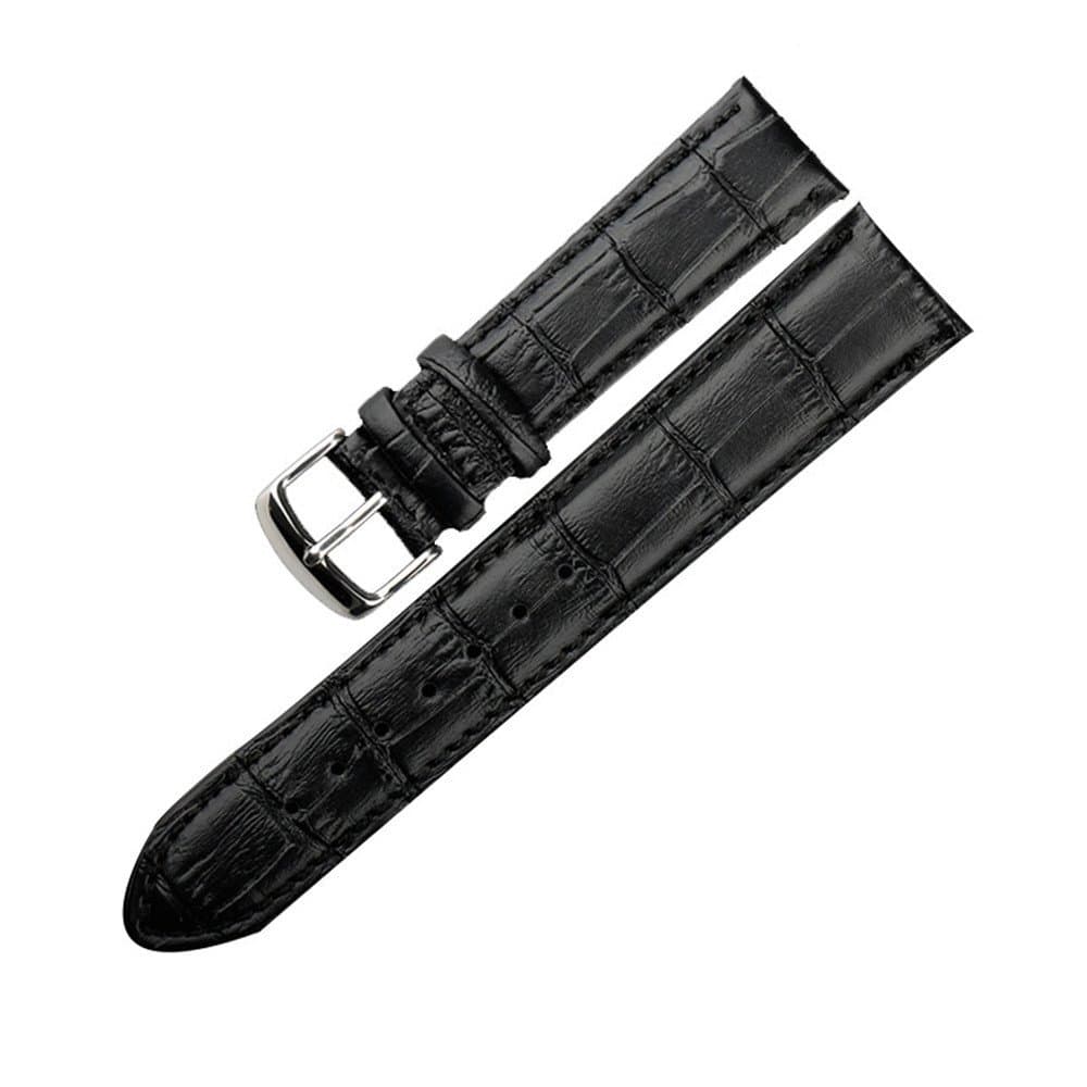 TEZER 19mm Universal Leather Wrist Replacement Watch Band Strap Black