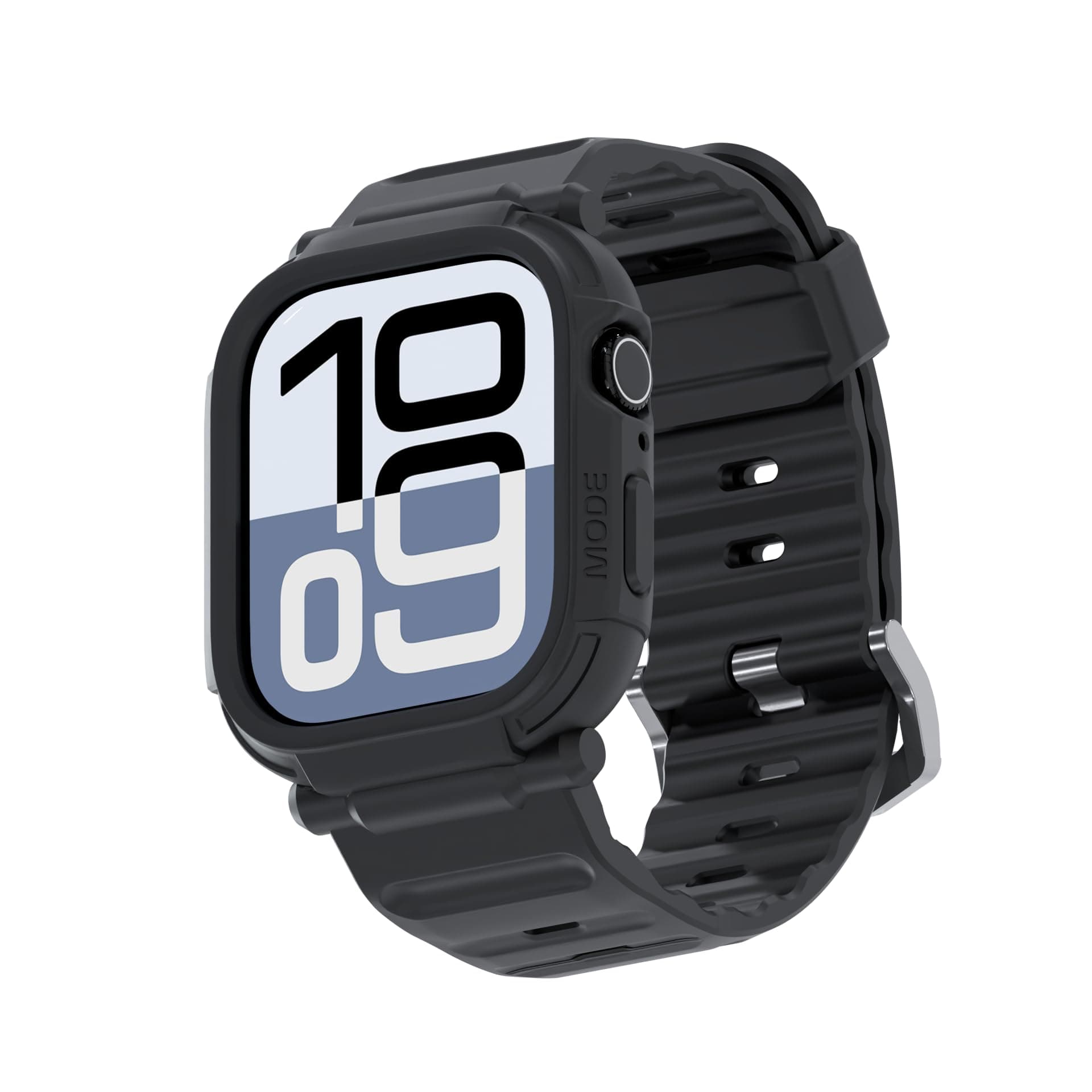 elkson Compatible with Apple Watch Ultra Band Case 49mm Screen Protector Tempered Glass, Quattro Pro Series Rugged for iWatch Bumper Strap, Military Grade Durable Protective Cover, Shock Proof, Black