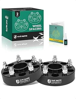 YHTAUTO 5x5 Hub Centric Wheel Spacers 1.5 Inch Fits 1999-2018 Jeep Grand Cherokee Wrangler Commander, 5x127mm Tire Spacers w/ 1/2"-20 & 12.9 Grade Studs, 71.5mm Hub Bore 5 Lug 2PCS Black