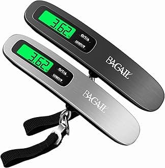 BAGAIL Digital Luggage Scale, 110lbs Hanging Baggage Scale with Backlit LCD Display, Portable Suitcase Weighing Scale, Travel Luggage Weight Scale with Hook, Strong Straps for Travelers