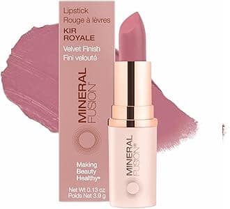 Mineral Fusion Long-Lasting Lipstick, Vivid & Smudge-Free Lip Color with Avocado Oil, Cocoa Seed Butter, Free of FD&C Dyes, Paraben and Gluten, Kir Royale