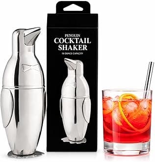 Bar Penguin Cocktail Shaker, 18/8 Stainless Steel, Mirror Finish, 3-Piece Set, Holds 18-Ounces