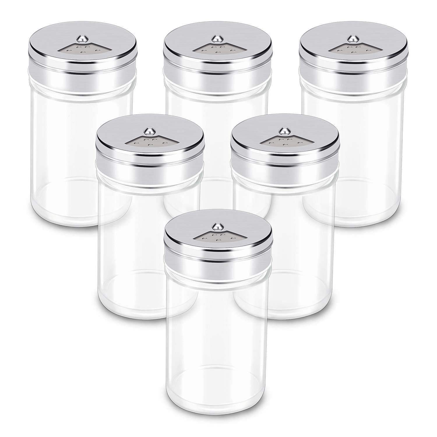 Spice Jars, Segarty 6 Pack 3 oz Spice Bottles with Shaker Lids, Glass Empty Storage Containers with Adjustable Stainless Steel Flow Top for Your Regularly Used Spices
