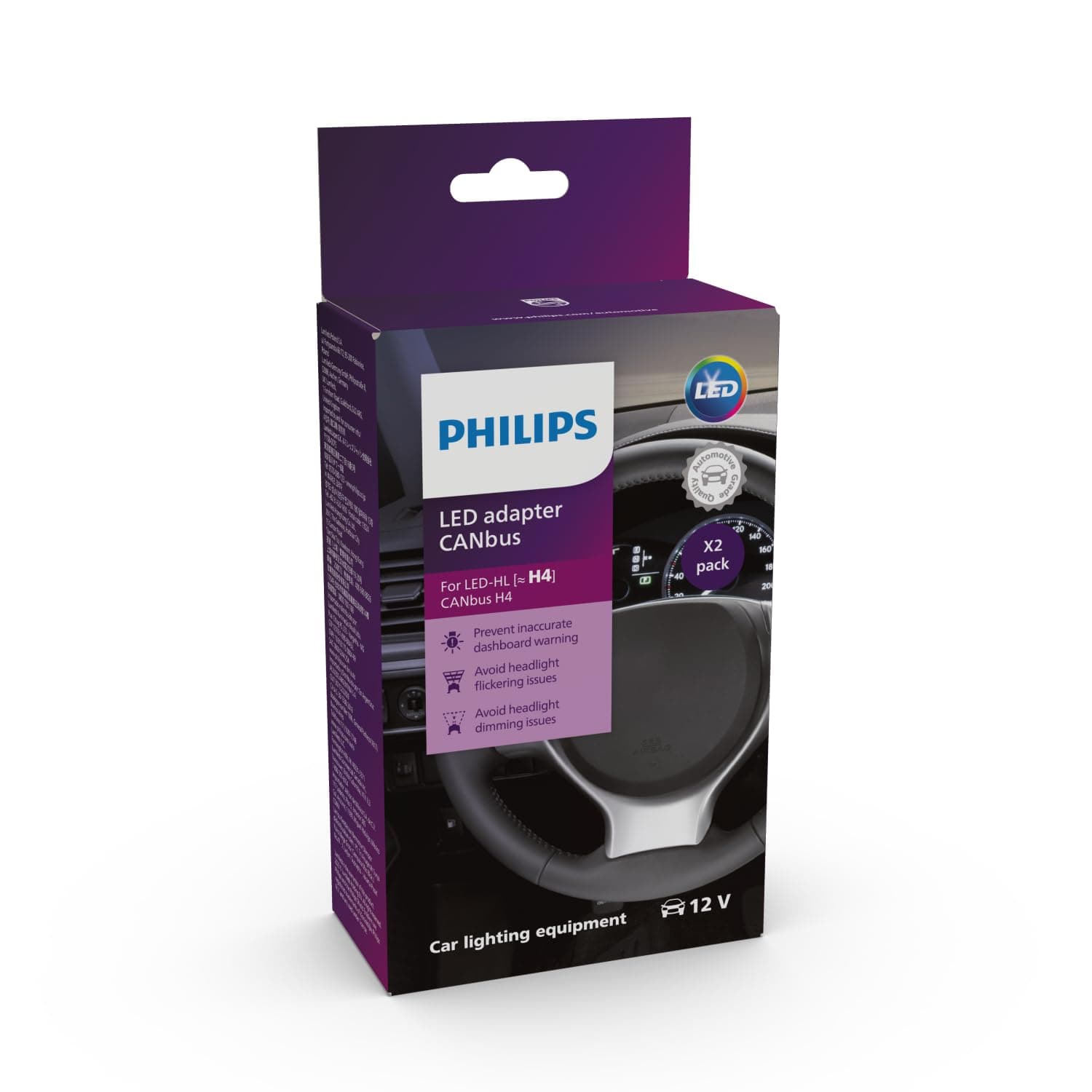 Philips CANbus adapter LED (H4), 3-in-1 solution, set of 2