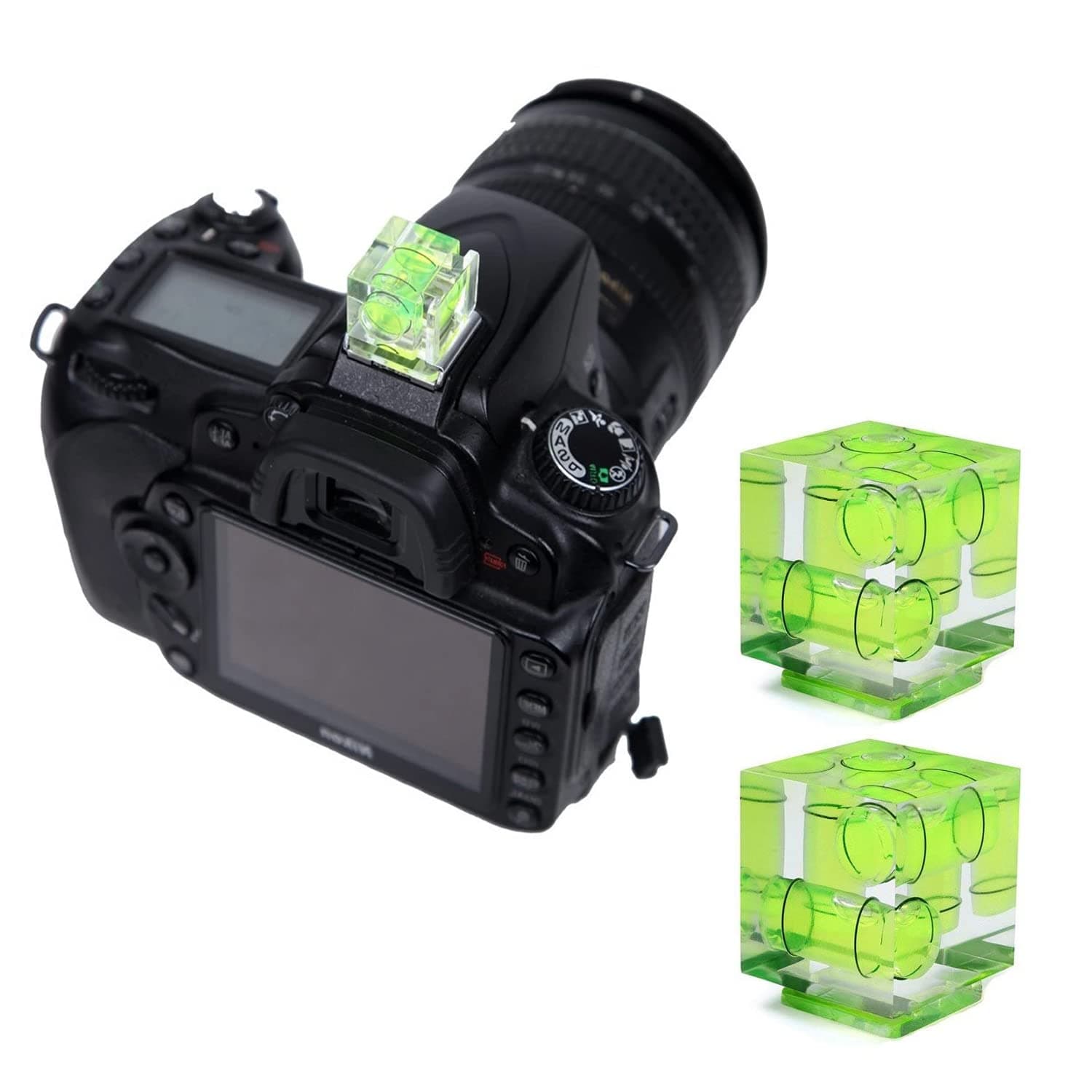 Triple 3 Axis Hot Shoe Bubble Spirit Level, Camera Level 3 Axis Bubble Spirit Level Hot Shoe Flash Standard Mount for Photography DSLR SLR Outdoor Indoor(2 Pack)