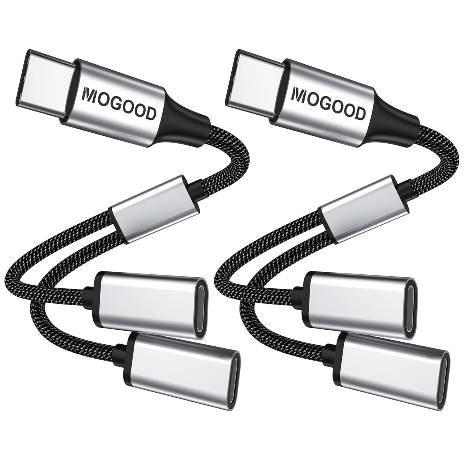 MOGOOD USB C Splitter Type c Splitter 1 in 2 Out Dual USBC Power Data Adapter USBC Y Cable Double USB C Port Power Split Cord for iPhone 17 Laptop Mac Car Flash Drive Keyboard Mouse