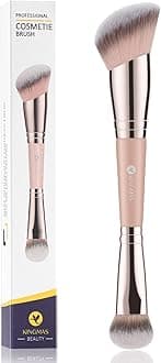 KINGMAS Foundation Brush, Dual-Ended Angled Makeup Brush for Foundation and Contour Blending Liquid Powder, Concealer Cream Cosmetics Blush, Cruelty Free Vegan (Pink)
