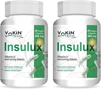 Vokin Biotech Herbal Insulux Gymnema Sylvestre For Endocrine Health & Diabetes Control 800mg 20 Capsules (Pack of 2)