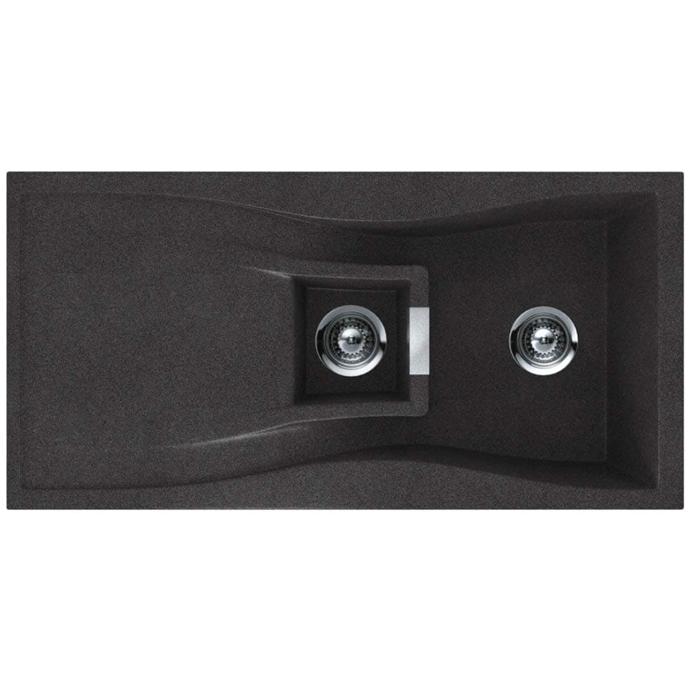 Schock Waterfall D150 1.5 Bowl Granite Carbonium Black Kitchen Sink & Waste