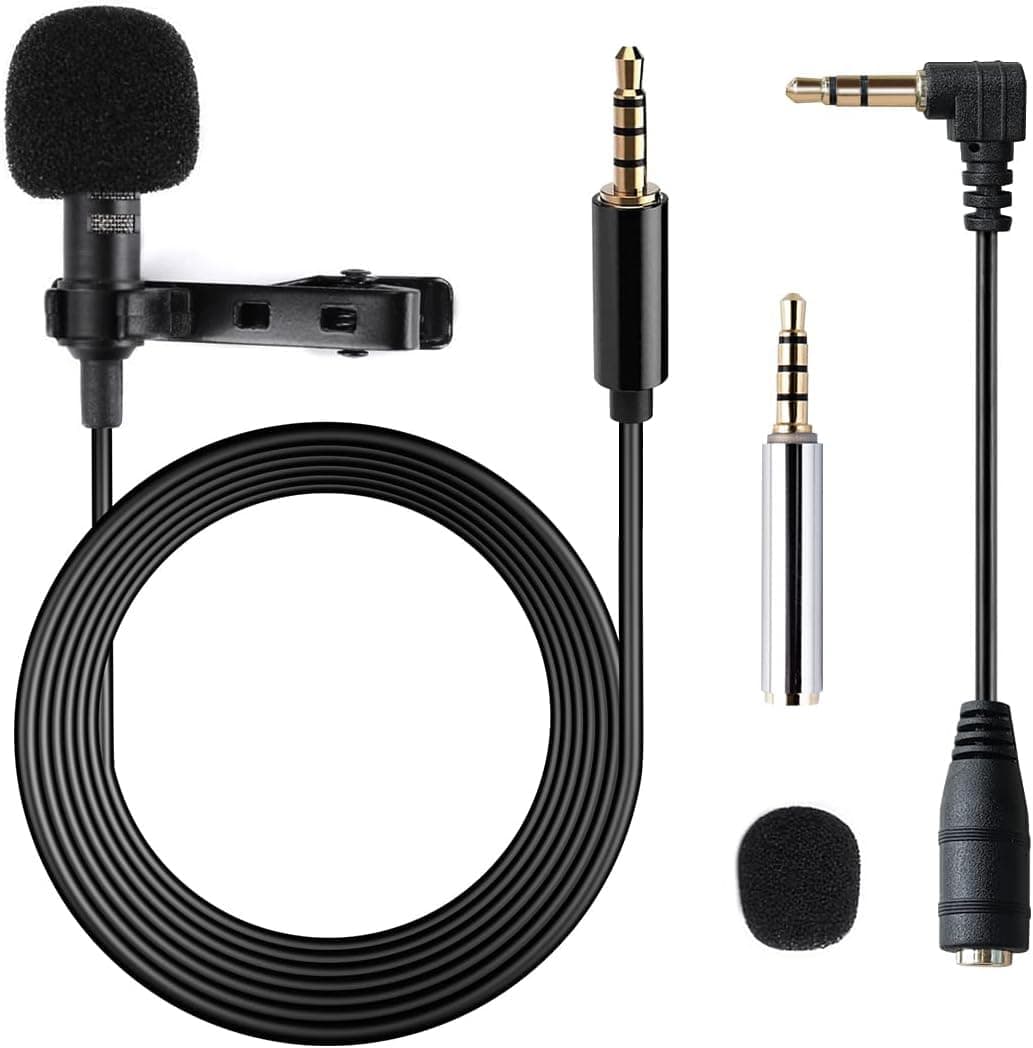 Lavalier Microphone, Professional Grade Omnidirectional Lapel Mic with Easy Clip on System, Perfect for Recording Interview/Video Conference/Podcast/Voice Dictation/Phone