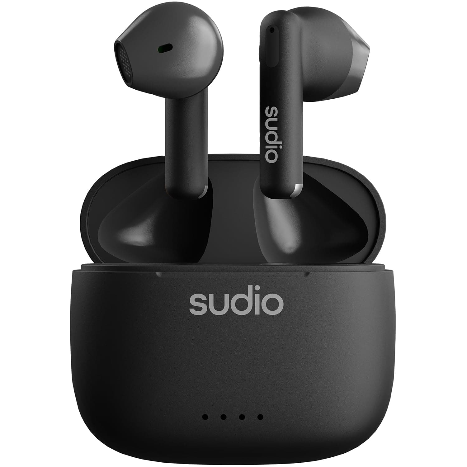 Sudio A1 Midnight Black, Earphones with Bluetooth, Touch Control with Compact Wireless Charging Cradle, IPX4 Protected, Noise-Permeable Headphones with Built-in Microphone, Premium Crystal Sound