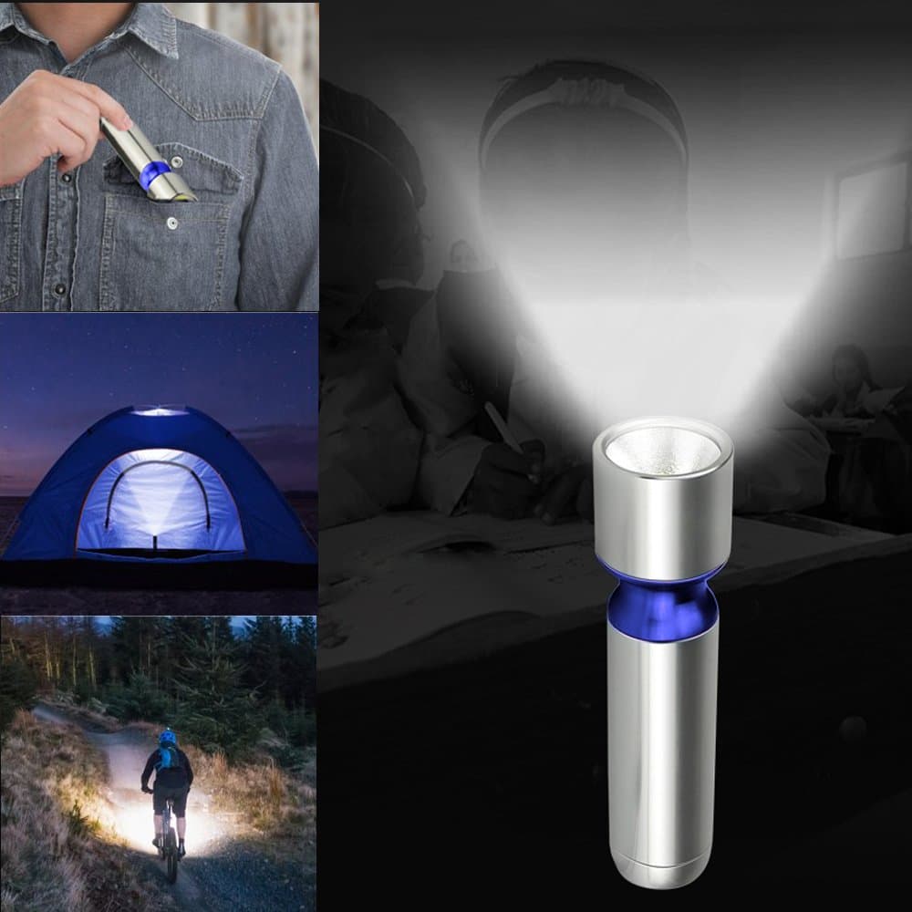 Aluminum LED Flashlight, IRuiYinGo Super Bright COB Flash light Mini for Kids Silver, AAA Battery Not Included, Emergency Lights for Home Use/Hurricane/Power Outage