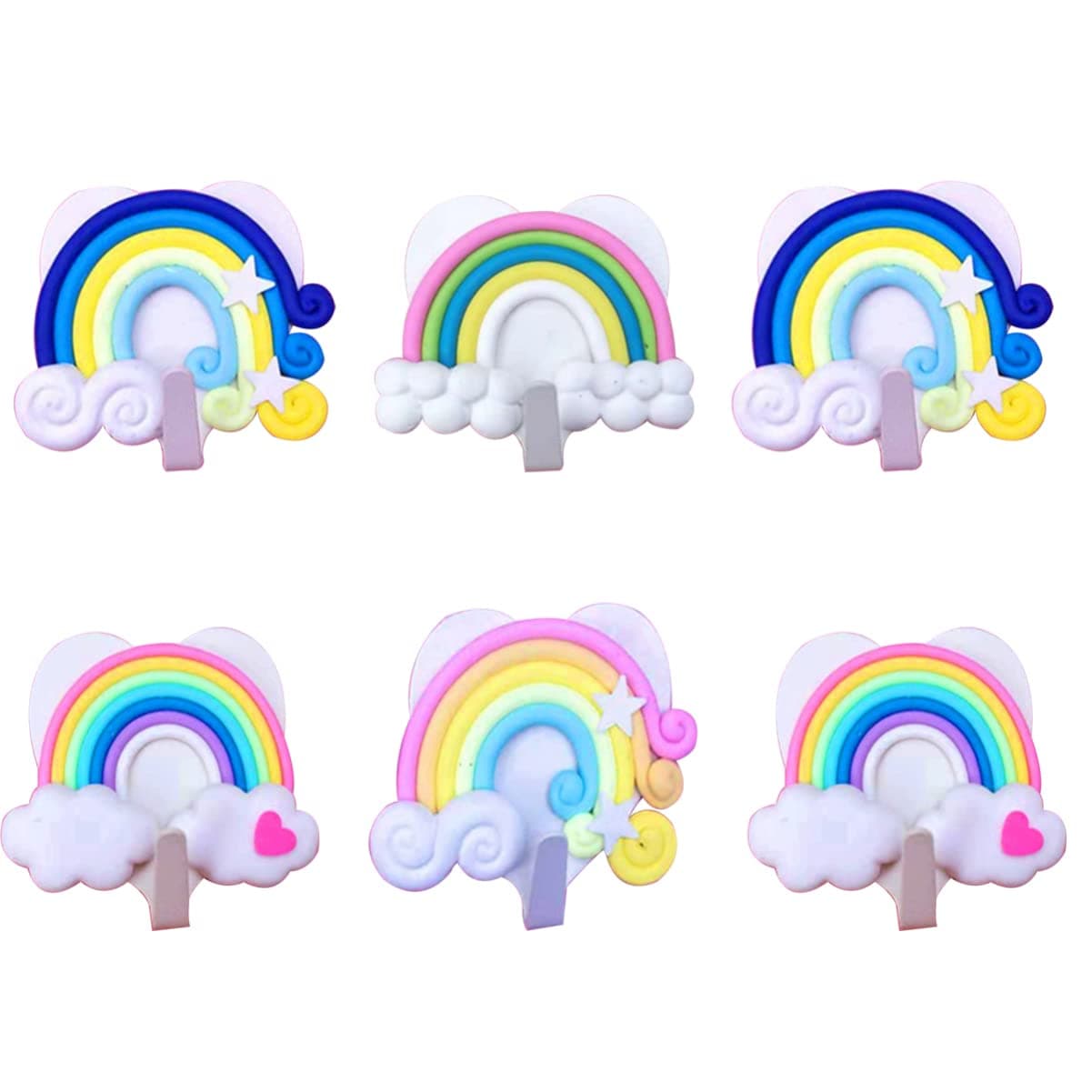 Alipis 10Pcs Cloud Rainbow Hooks Wall Mounted Hooks Clothes Towels Wall Hangers for Door Entryway Kitchen Bathroom Organizer ( Random Color )