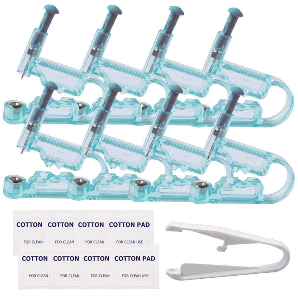 Ear Piercing Gun Kit - 8pcs Disposable Guns with Ear Studs & Aid Tool