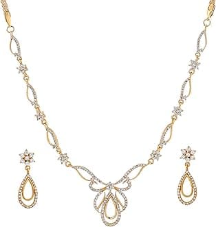 Estele Jewellery Sets for Women Gold Plated Bridal Necklace Jewellery Set with Earrings