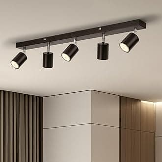 Spotlights Ceiling Lights 5 Way, Black Ceiling Lights Including 5 x 6W GU10 Bulbs Warm White 2700K 550lm, Rotatable Spotlight Bar, Modern Kitchen Light Fittings for Bedroom Living Room