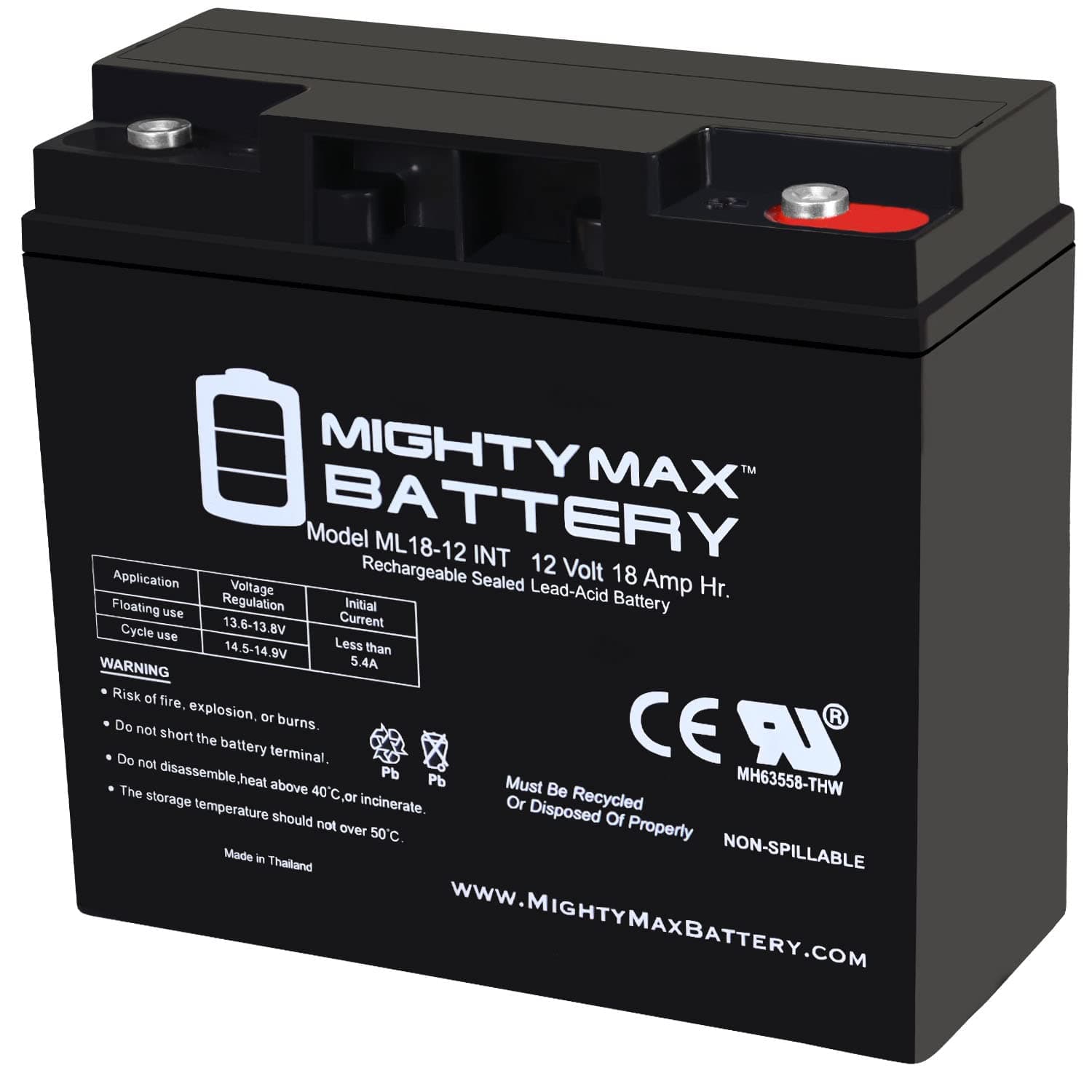 Mighty Max Battery 12V 18AH SLA Internal Thread Replacement Battery for Simplex 4100ES