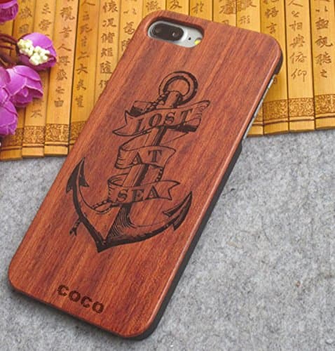 CoCo@ iPhone 7 plus Case,CoCo Laser Carving Marked Wood Case wooden Case Cover with Durable Polycarbonate Bumper Slim Covering Case for Apple iPhone7 plus (anchor wood)