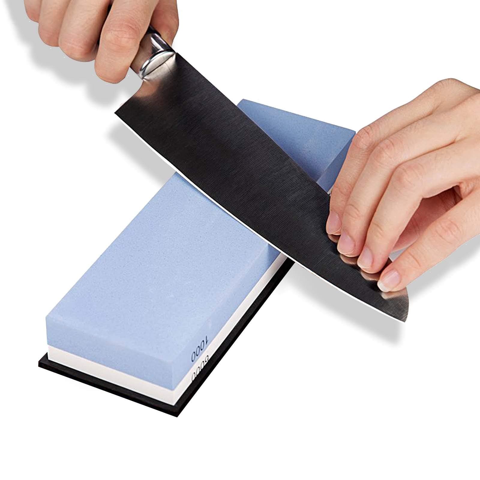 Whetstone 1000/6000 Grit. OAKES Kitchenware Professional Quality Double-Sided Water Stone. Non-Slip Silicone Rubber Base. Sharpens Kitchen Knives, Scissors, Chisels, Garden and Other Tools