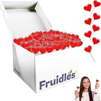 Fruidles Valentines Day Lollipops Mini Red Heart Shaped Strawberry Flavored Lollipop, Individually Wrapped, 5g Lollipops (800 Lollipops)