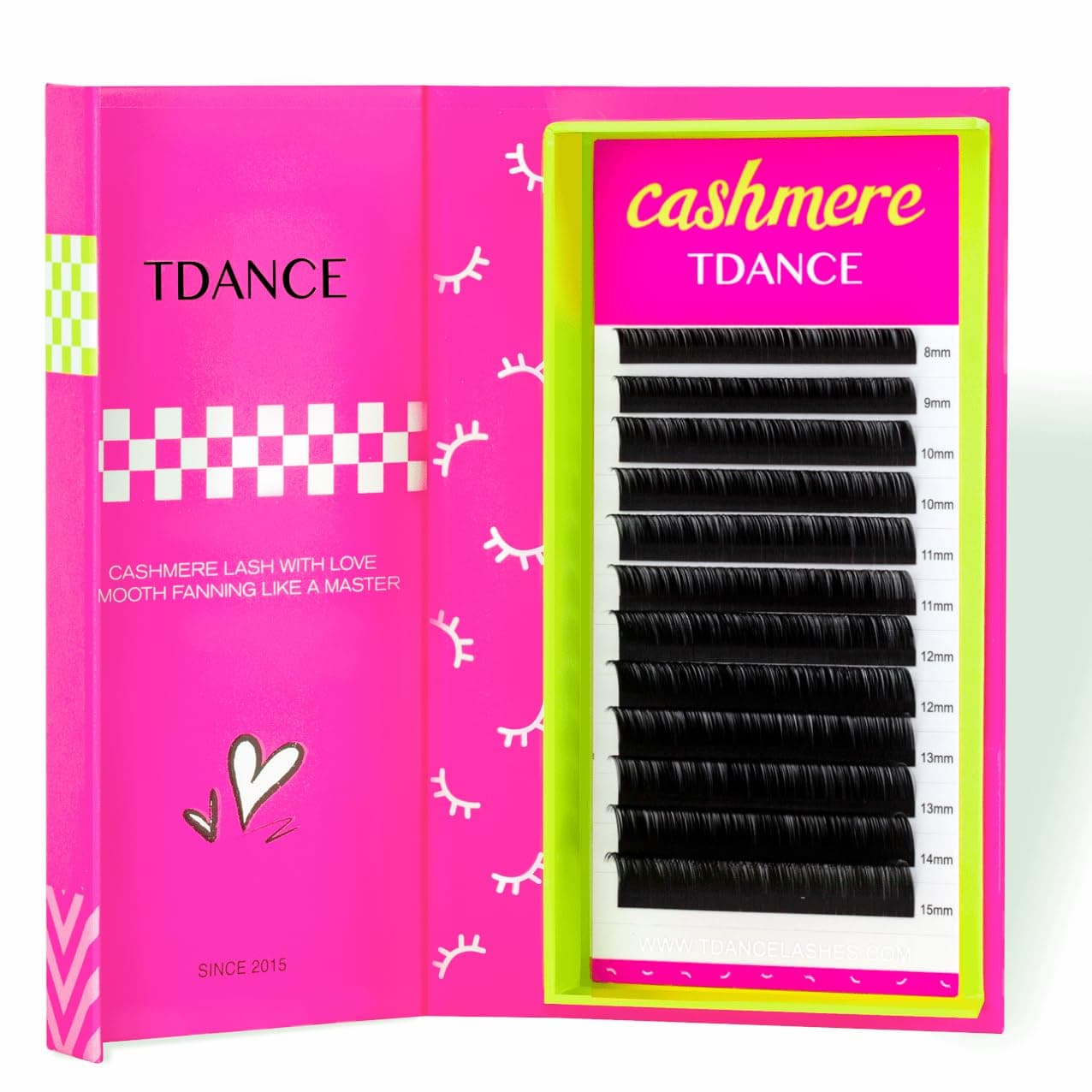 TDANCE Cashmere Volume Lash Extensions C CC D DD LD L B J M Curl 0.03-0.20 thickness 5-20mm, Super Matte Black Individual Eyelashes Tray, Professional Supplies for Lash Techs(0.03-CC,8-15mm)