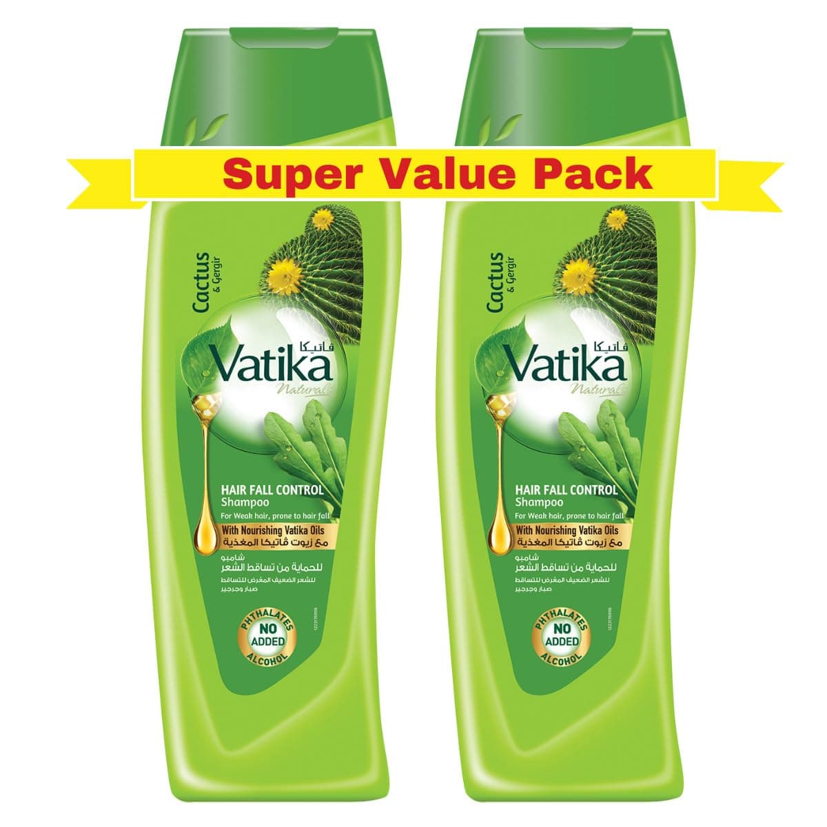 – Naturals Hair Fall Control Shampoo - 2 x 400 ml | Enriched with Cactus & Gergir Extracts | For Weak Hair, Prone to Hair Fall | With Nourishing Vatika Oils | Super Value Pack of 2