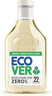 Ecover Zero Wool & Silky Laundry Detergent, Laundry Washing Liquid, For Sensitive Skin, Baby Laundry 1 x 22 Washes, 1 x 1L