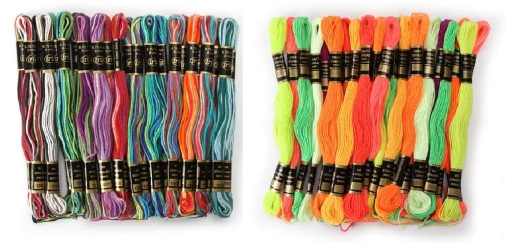 Iris 1380 Ombres (24 Pack) cotton and Iris 1500 Neon (24 pack) polyester Embroidery Threads Friendship bracelets key chains shoe laces jean hems scrapbooking