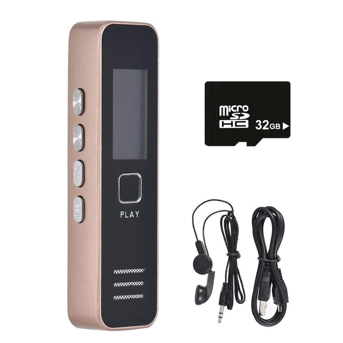 Digital Voice Recorder with 32 GB Micro SD Card Included Professional Audio Recorder MP 3 Player TF Card Dictaphone Record Microphone Sound Recording Device