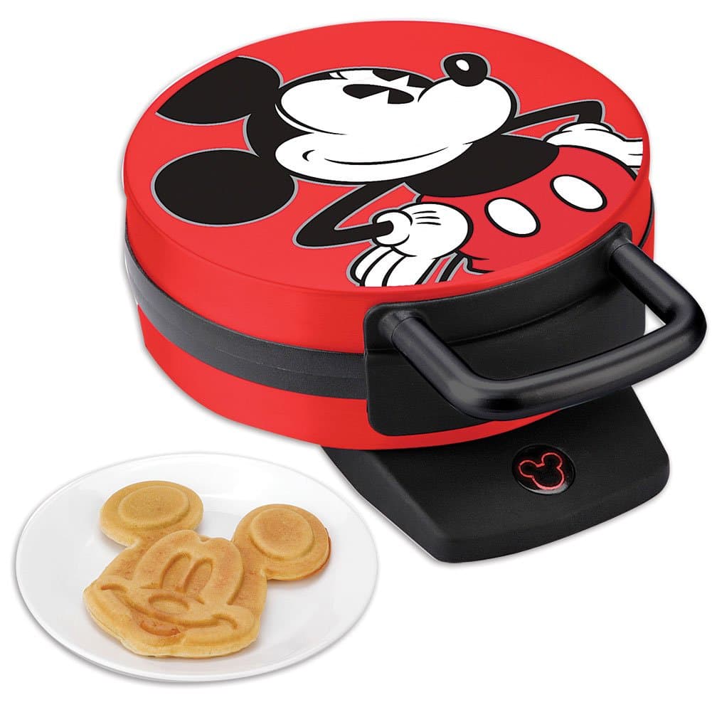 Disney Mickey Mouse Non-Stick Electric Waffle Maker, Red and Black