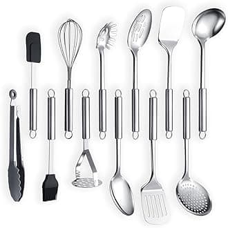 Cooking Utensil Set 12 Piece Stainless Steel Kitchen Tool Set, Include Cooking Spoon, Spatula, Whisk, Cooking Tong and etc (12 Pieces)
