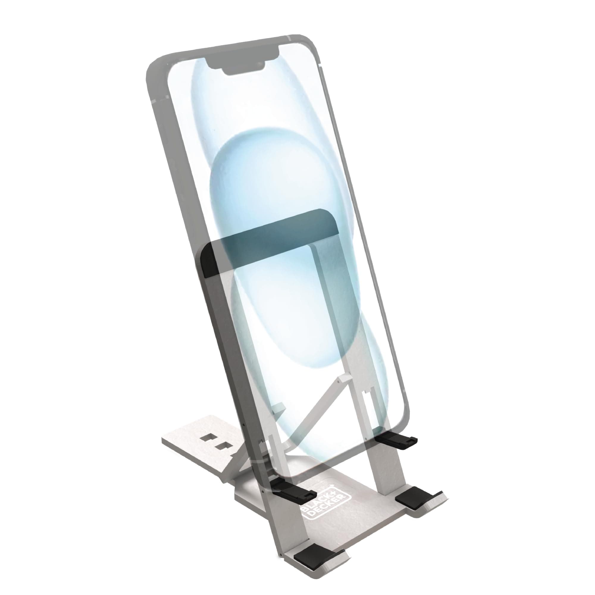 Black & Decker Cell Phone Stand for Desk - Folding Cell Phone Stand Holder - Adjustable and Portable, Folds Down Flat - for Office, Gaming, Bed, Travel - Phone Kickstand Compatible with iPhone, Kindle