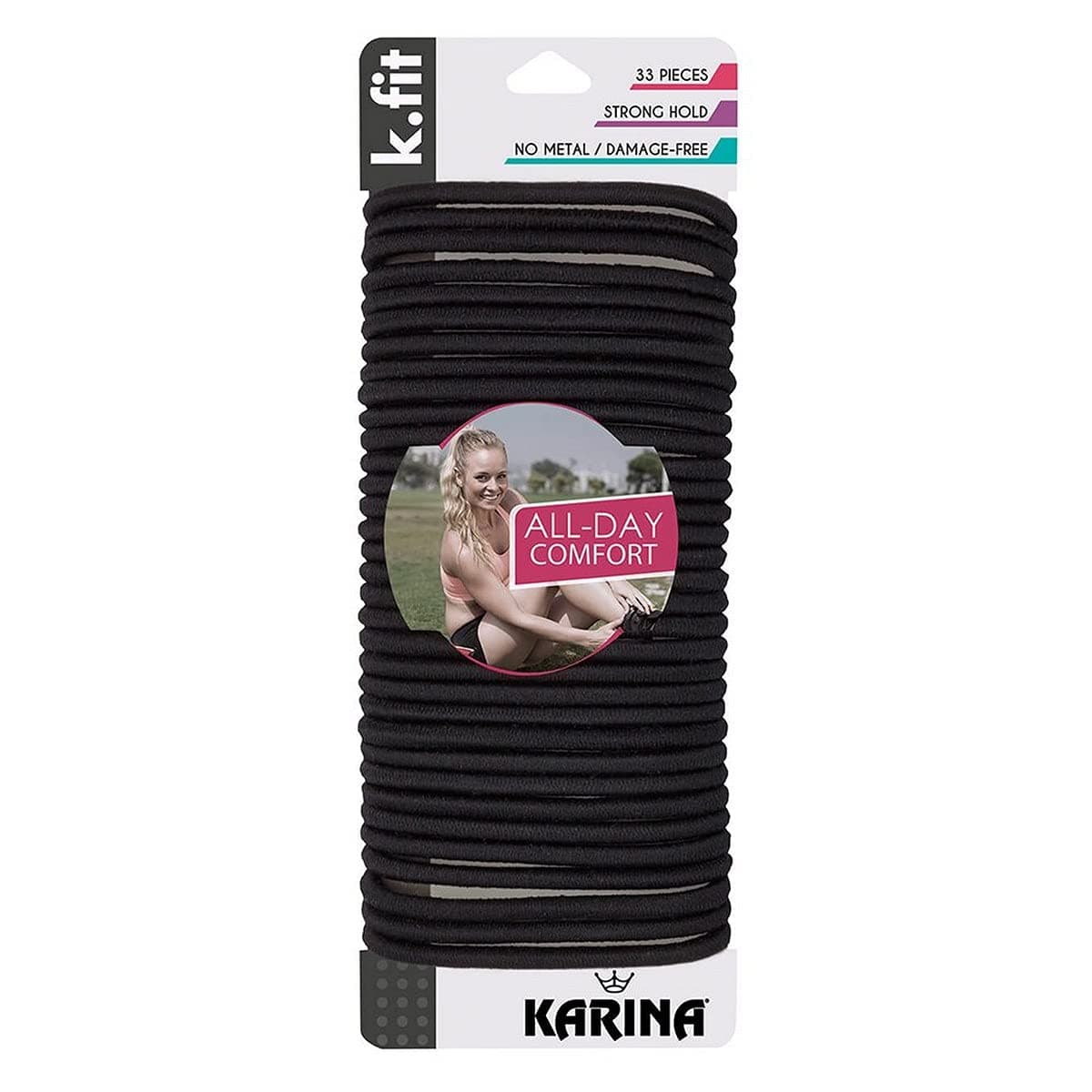 Karina K.Fit Thick Braided Elastics, Black, Medium
