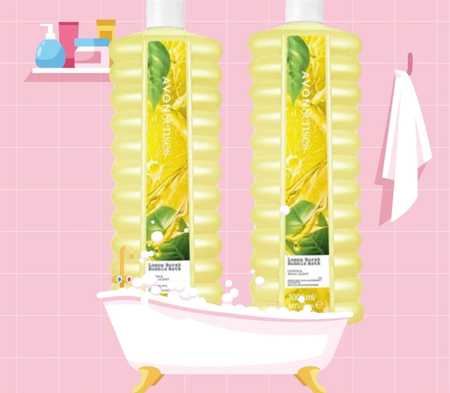 2 x Senses Lemon & Basil Burst Bubble Bath 1 Litre - Plus £5 Beauty 1st Ltd Gift Voucher