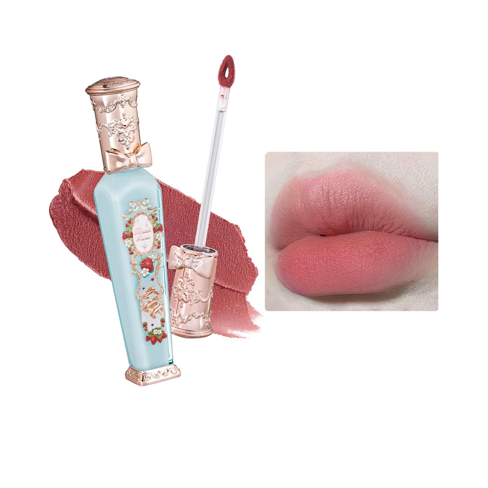 Strawberry Rococo Cloud Lip Cream,Long Lasting Rosy Coral Matte Lipstick,Hydrating Lip Stain,Transfer & Smudge Proof Velvet Liquid Lipstick for Girls&Women,0.12 Fl Oz(S02 Peachy Milk)