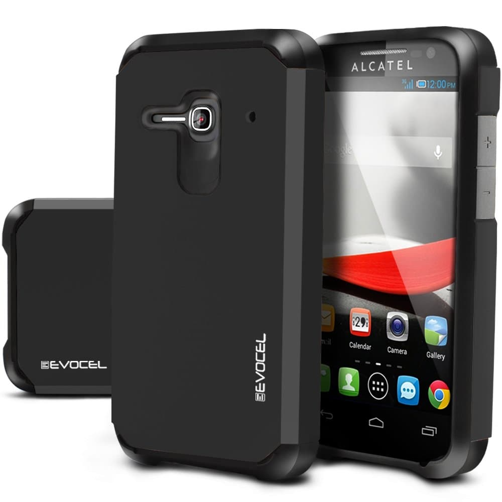 Evocel Alcatel One Touch Evolve 2 [Dual Layer Series] Hybrid Armor Case For Alcatel One Touch Evolve 2 4037T (T-Mobile/MetroPCS) - Retail Packaging, Slate (EVO-ALEVOLVE2-SA01)