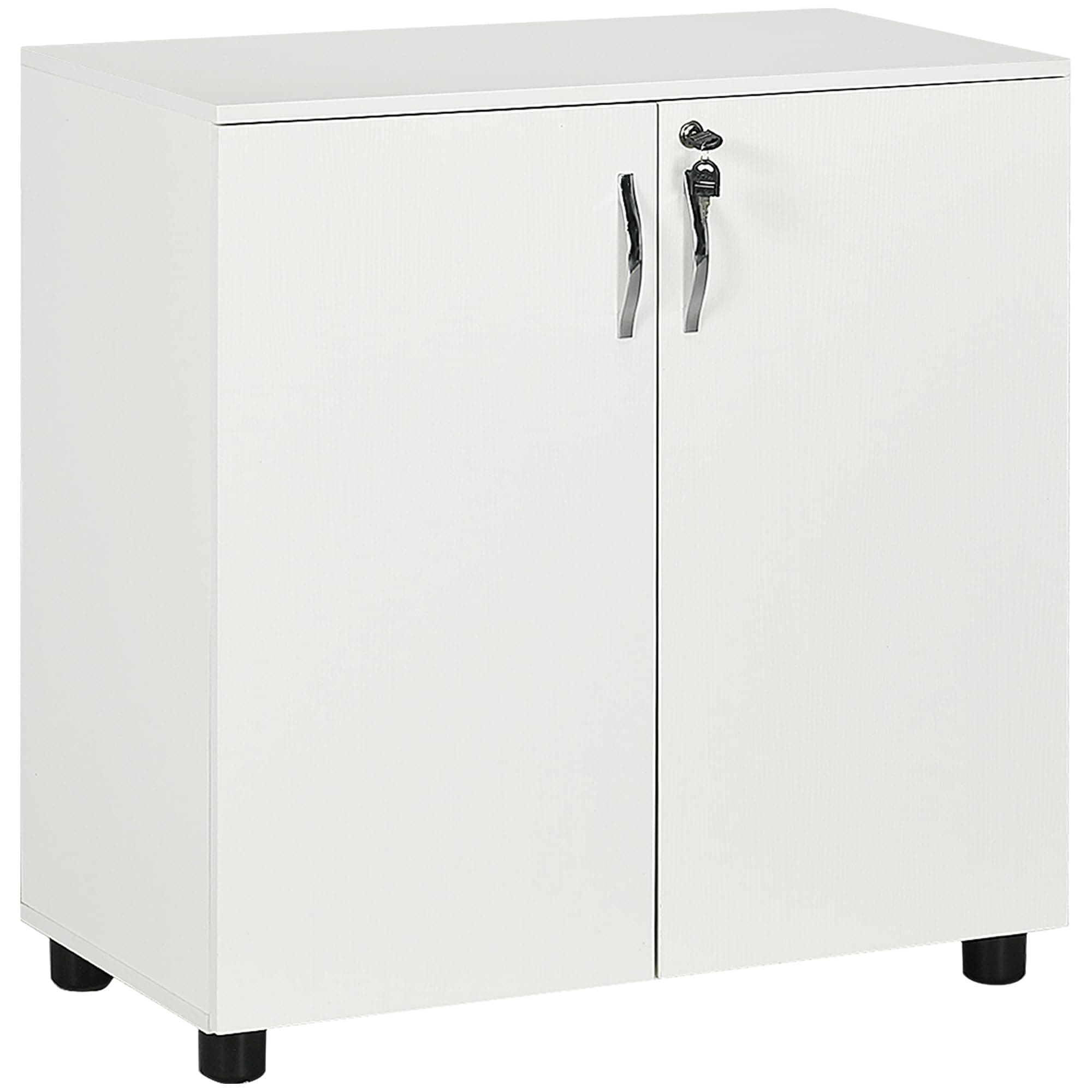 Vinsetto Lockable Office Storage Cabinet, 2 Door Storage Cupboard with Key Security, 2-Tier Shelf, Multi-Purpose Sideboard for Home office, Study, 80 x 40 x 80 cm, White