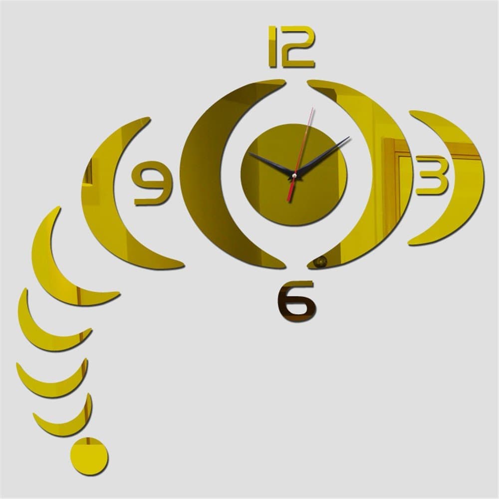 WHLGZ Creative Diy Clock Acrylic Mirror Clock Decorative Mirror Wall Style Living Room Wall Clock Golden Wall Clocks