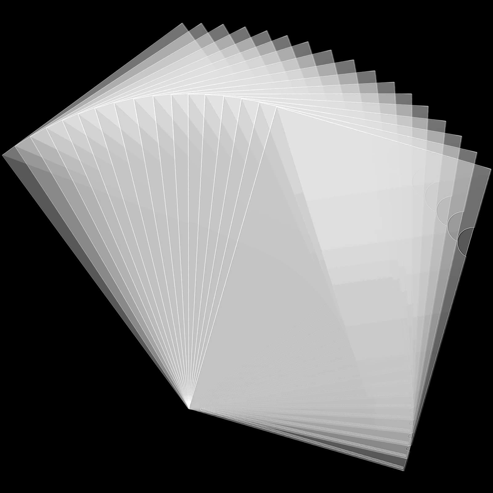 50PCS Clear Plastic Document Folders, US Letter/ A4 Size 14C (1.4mm) Thick Clear Transparent Document Folders Copy Safe Project Pockets Lightweight Plastic Paper Jacket Sleeve Folders