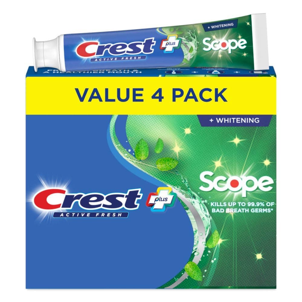 Whitening Plus Scope, Complete Active Fresh + Whitening Toothpaste, 5.5oz, Toothpaste Sensitive Teeth, Pack of 4
