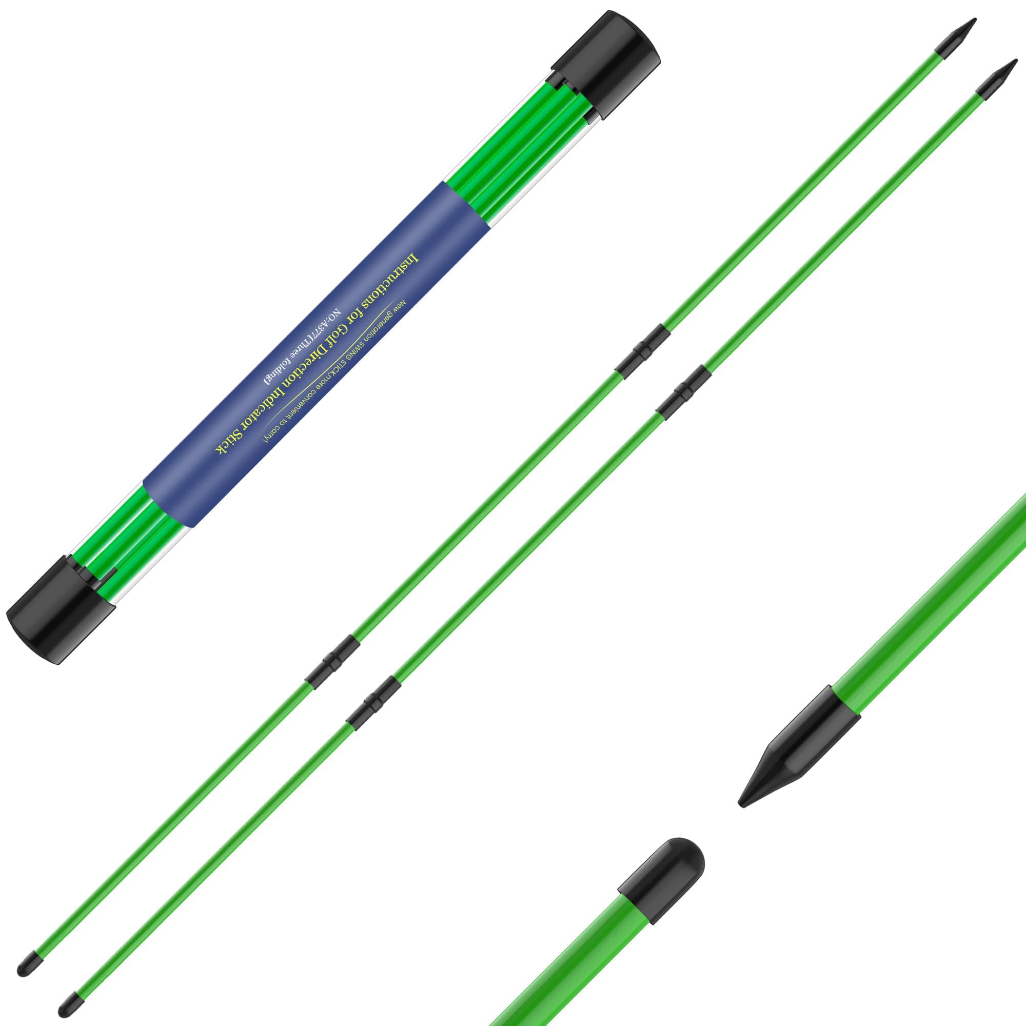 Golf Alignment Sticks 2 Pack,Upgraded 48" Collapsible Alignment Stick Golf Training Aid for Aiming, Putting, Swing Trainer, Golf Training Sticks with Clear Tube Case