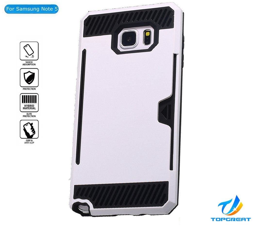 Samsung Note 5 case,Galaxy Note 5 case,TopGreat Super Cool Dazzle Anti-slip Drop Protection Shock Absorption Armour Case Wiredrawing Texture Card Slots Cover [Wallet][Gifts] for Galaxy Note 5 (White)